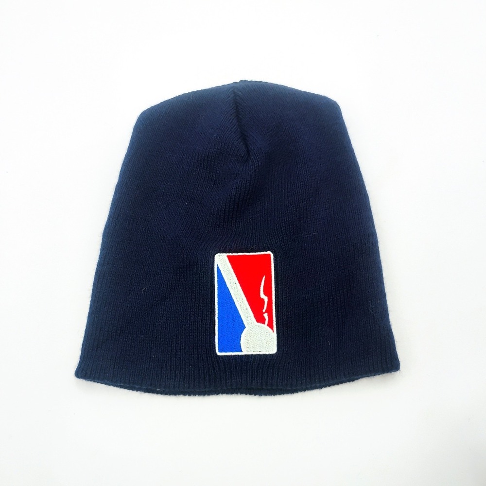 THC Clothing Blue Embroidered Parody Beanie Hat Knit Cap Streetwear VTG 90s Y2k
